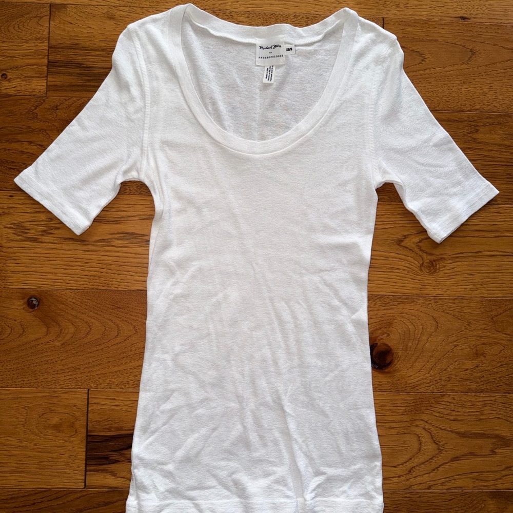 Anthropologie X Michael Stars White Basic Plain T Shirt Top Size XS/S